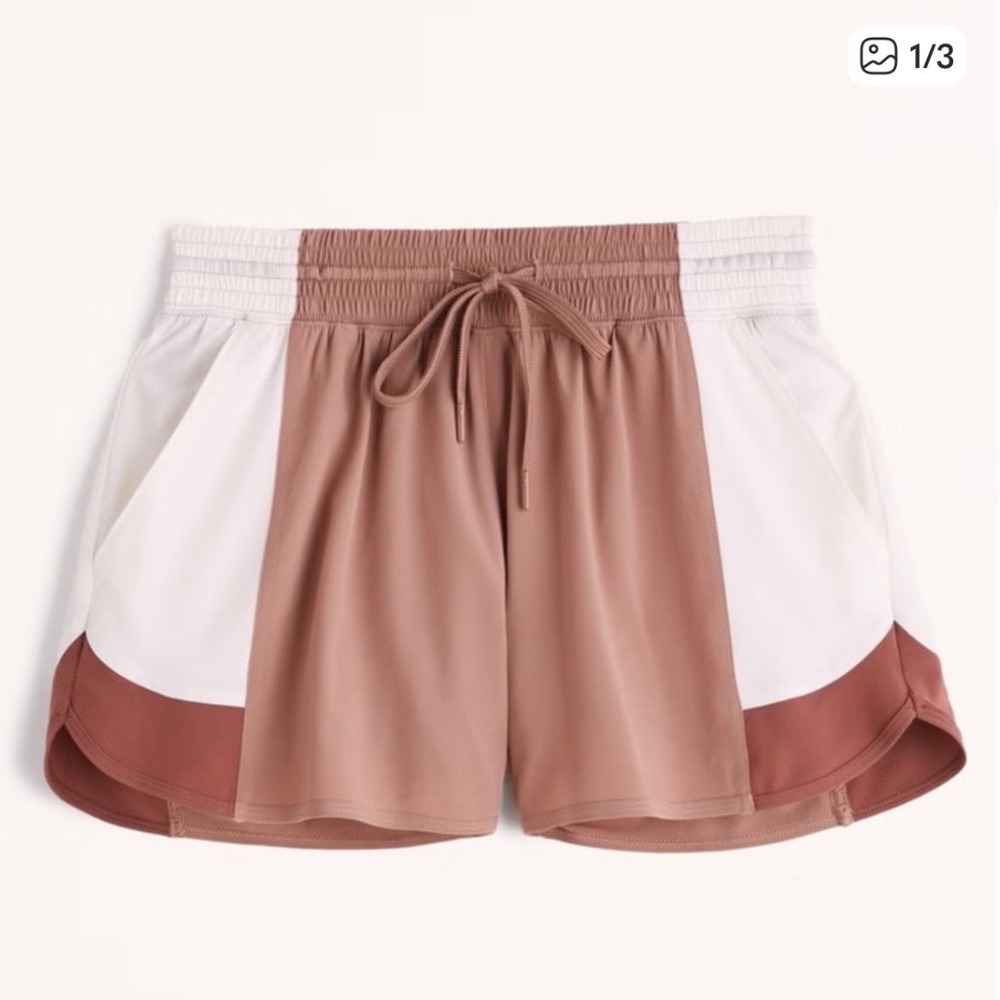 Abercrombie YPB motionTEK high-rise workout shorts color block running XS